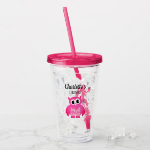 Anpassningsbar (rosa) plasttumlarglas av uggla bar take away mugg