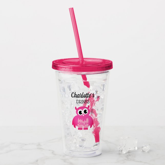 Anpassningsbar (rosa) plasttumlarglas av uggla bar take away mugg (Framsida Ice)