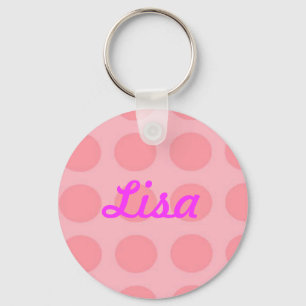 Anpassningsbar Rosa Polka Dot-Nyckelring Nyckelring