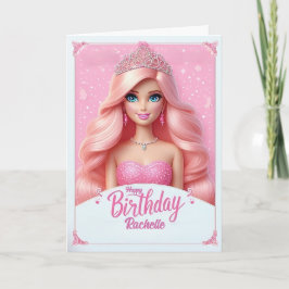 Anpassningsbar Rosa Princess Grattis på födelsedag Kort