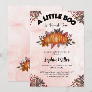 Anpassningsbar Rosa Pumpkin Halloween Baby Shower Inbjudningar