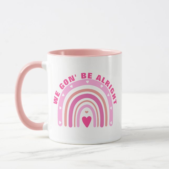 Anpassningsbar Rosa Rainbow Heart Positive Ord Kaw Mugg (Vänster)