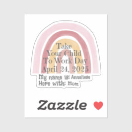 Anpassningsbar Rosa Rainbow Ta ditt barn till jobb Klistermärken