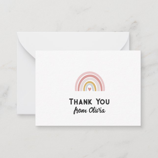 Anpassningsbar Rosa Rainbow tackkort Card för flic Anteckningskort (Framsida)