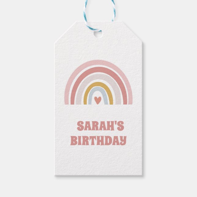 Anpassningsbar Rosa Regnbåge Presentlapp | Personl (Framsidan)