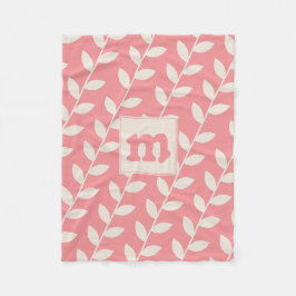Anpassningsbar Rosa Retro Löv Mönster Monogram Fleecefilt