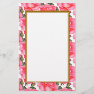 Anpassningsbar Rosa ros Blommigt Art Brevpapper