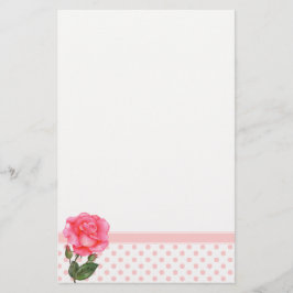 Anpassningsbar Rosa ros Blommigt Art Brevpapper