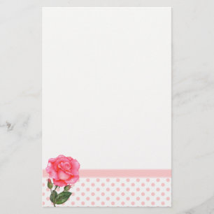 Anpassningsbar Rosa ros Blommigt Art Brevpapper