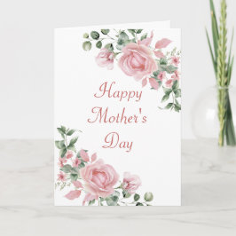 Anpassningsbar Rosa ros Blommigt Mors dag-kort Kort