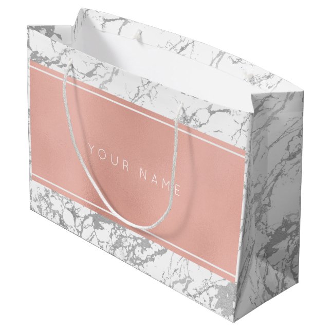 Anpassningsbar Rosa ros Guld Metallisk minimal mar (Baksidan Vinklad)