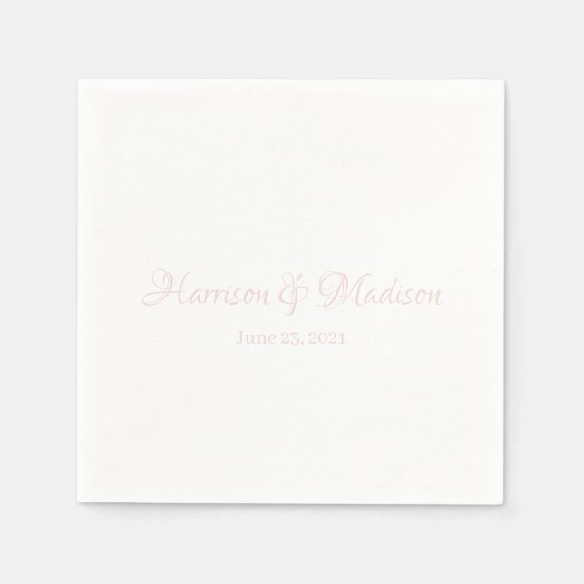 Anpassningsbar  rosa Skript par Namn datum Bröllop Pappersservett (Framsidan)