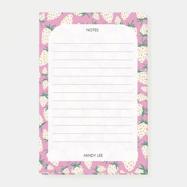 ANPASSNINGSBAR Rosa Strawberry Livsmedel Shopping  Post-it Block (Framsida)