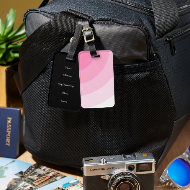 Anpassningsbar Rosa Swirls Luggage Tag Bagagebricka (Fram & Baksida)