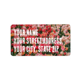 Anpassningsbar Rosa Tulip Blomsterträdgård Adressetikett