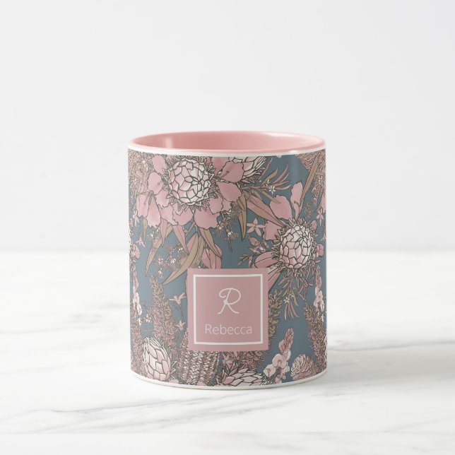 Anpassningsbar Rosa Vild Bush Flower Bouquet Mugg (Center)