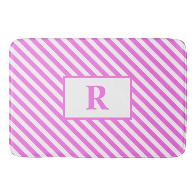 Anpassningsbar Rosa/vit Rand Bath Mat Badrumsmatta (Framsidan)