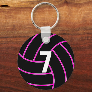 Anpassningsbar Rosa Volleyball Jersey Number Keych Nyckelring