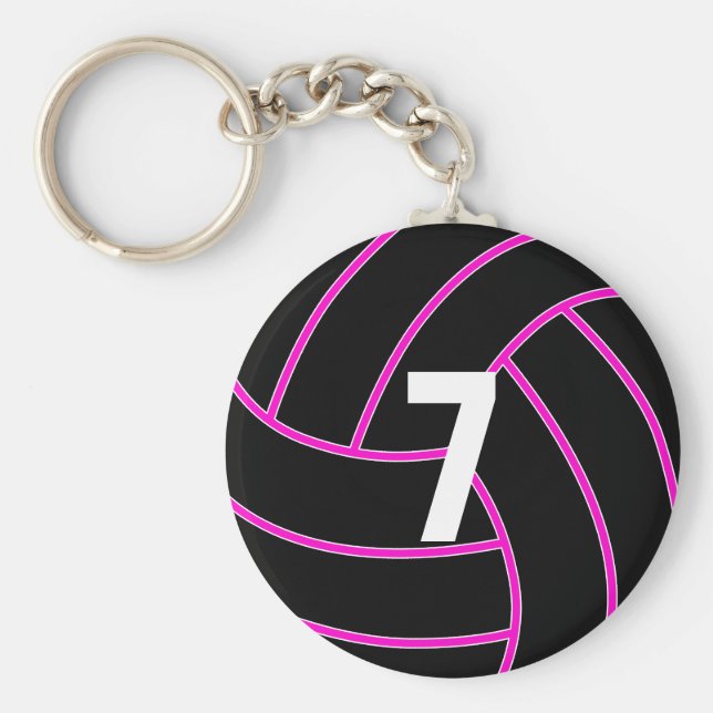 Anpassningsbar Rosa Volleyball Jersey Number Keych Nyckelring (Framsidan)