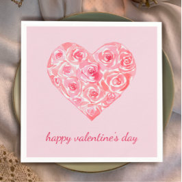 Anpassningsbar Rosa Watercolor Ro Heart Valentine  Pappersservett