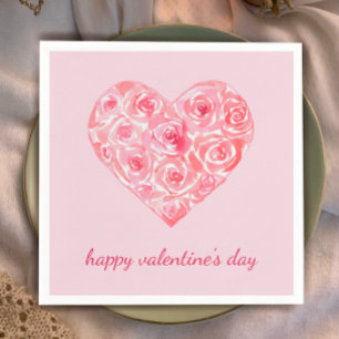 Anpassningsbar Rosa Watercolor Ro Heart Valentine Pappersservett