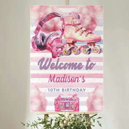 Anpassningsbar Rosa Watercolor Roller Blade Birthd Poster