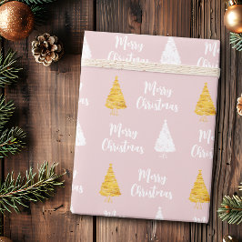 Anpassningsbar Rosa White Golden Julgran Presentpapper
