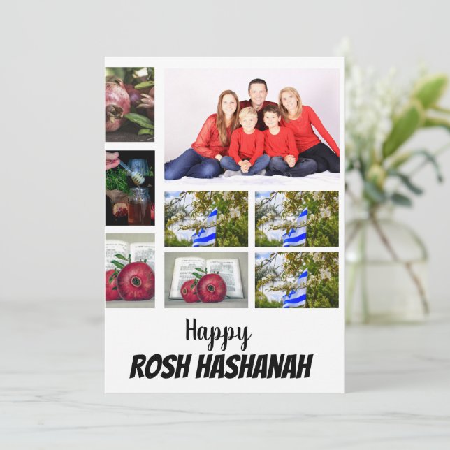Anpassningsbar Rosh Hashanah 8 Photo Collage Inbjudningar (Stående Fram)