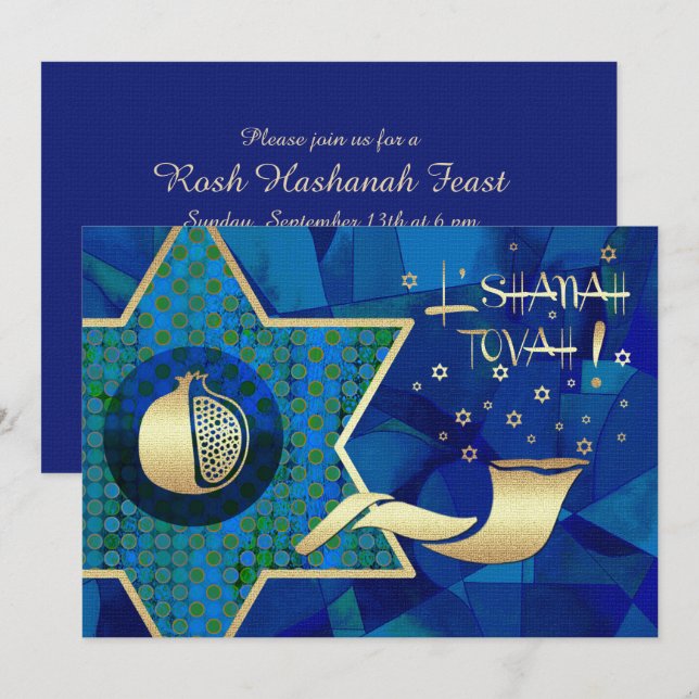 Anpassningsbar Rosh Hashanah Firande-partiets inbj Inbjudningar (Fram/baksida)