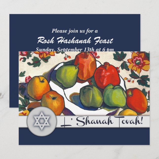 Anpassningsbar Rosh Hashanah Firande Party Inbjudningar (Fram/baksida)