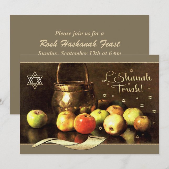 Anpassningsbar Rosh Hashanah Firande Party Inbjudningar (Fram/baksida)