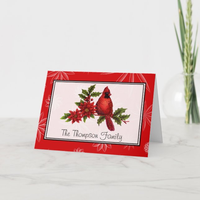 Anpassningsbar Rött kardinaljulkort Helgkort (Framsida)
