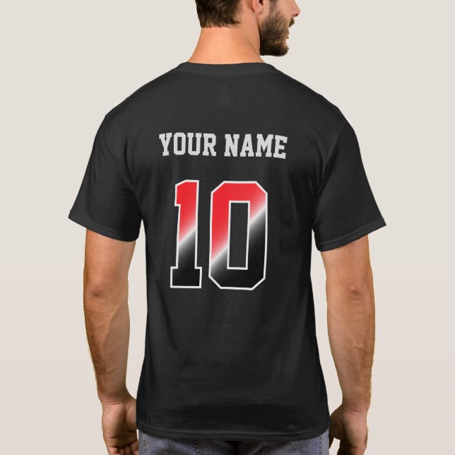Anpassningsbar Rött nummer 10 Personlig T-Shirt (Baksida)