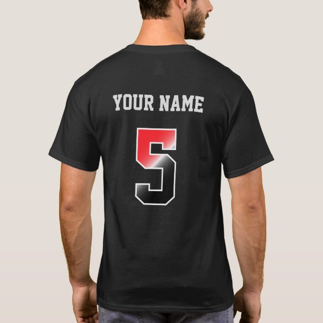 Anpassningsbar Rött nummer 5 Personlig T-Shirt (Baksida)