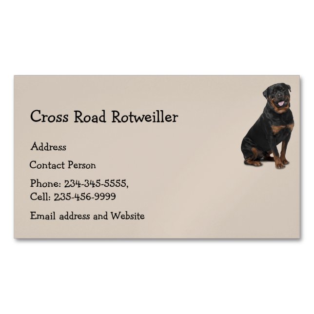 Anpassningsbar Rotweiller Hund Pet Animal Logotyp Magnetiska Visitkort (Framsida)