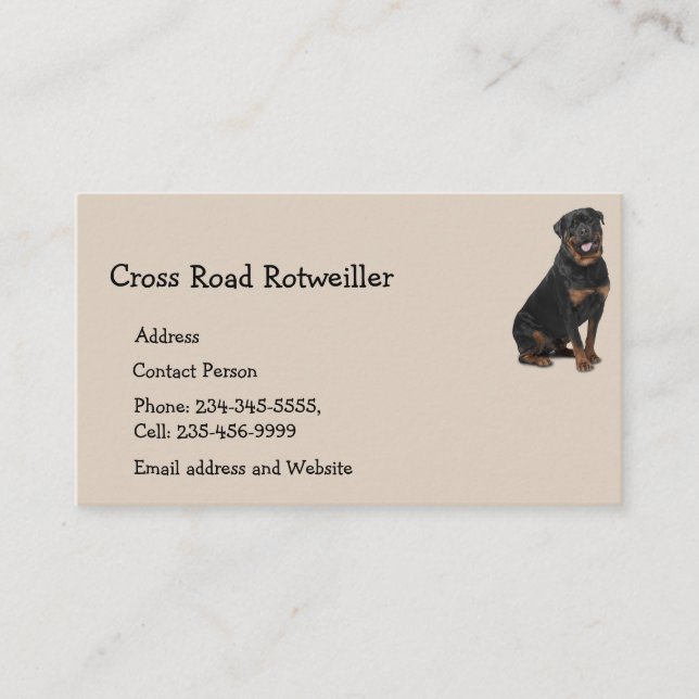 Anpassningsbar Rotweiller Hund Pet Animal Logotyp  Visitkort (Framsida)