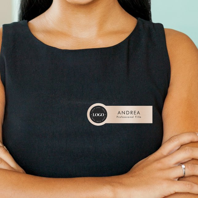 Anpassningsbar Round Company Logotyp Peach Pastel  Namnbricka (Skapare uppladdad)