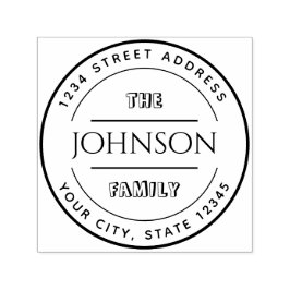 Anpassningsbar Round Family Namn Returadress Självfärgande Stämpel