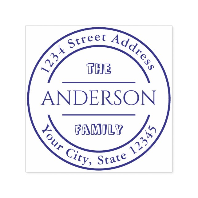 Anpassningsbar Round Family Namn Returadress Självfärgande Stämpel (Design)
