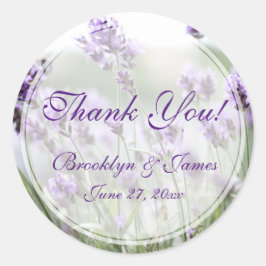 Anpassningsbar Round Lavender Bohemian Wedding Sti Runt Klistermärke