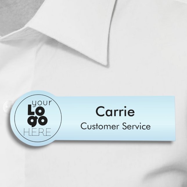 Anpassningsbar Round Logotyp Metallic Ice Baby blu Namnbricka (Skapare uppladdad)