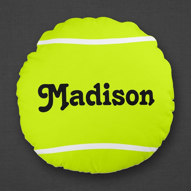 Anpassningsbar Round Tennis Boll Pillow for Tennis Rund Kudde (Custom round tennis pillow with personalized tennis player name or text.)
