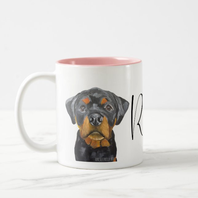 Anpassningsbar Roxy Rottweiler-Hund Två-Tonad Mugg (Vänster)