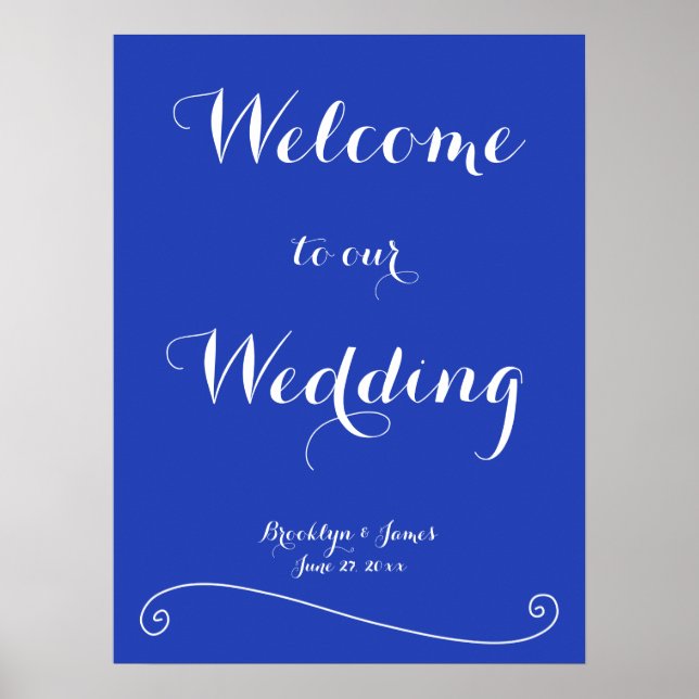 Anpassningsbar Royal Blue Wedding Reception Skriv  Poster (Framsidan)