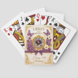 Anpassningsbar Royal Guld Lila Butterfly Birthday Casinokort
