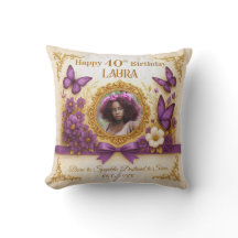 Anpassningsbar Royal Guld Lila Butterfly Birthday