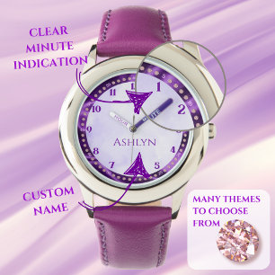 Anpassningsbar Royal Lilac Sparkling Kids Learning Armbandsur