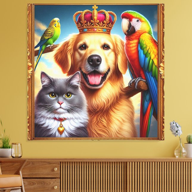 Anpassningsbar Royal Pet Porträtt Noble Digital Ar Canvastryck (Insitu (Vardagsrum))