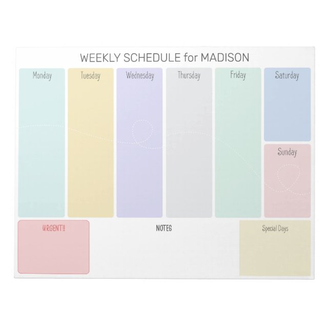 Anpassningsbar Rubrik Veckoplanering Anteckningsblock (Framsida)