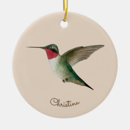 Anpassningsbar Ruby-throated Hummingbird Julgransprydnad Keramik